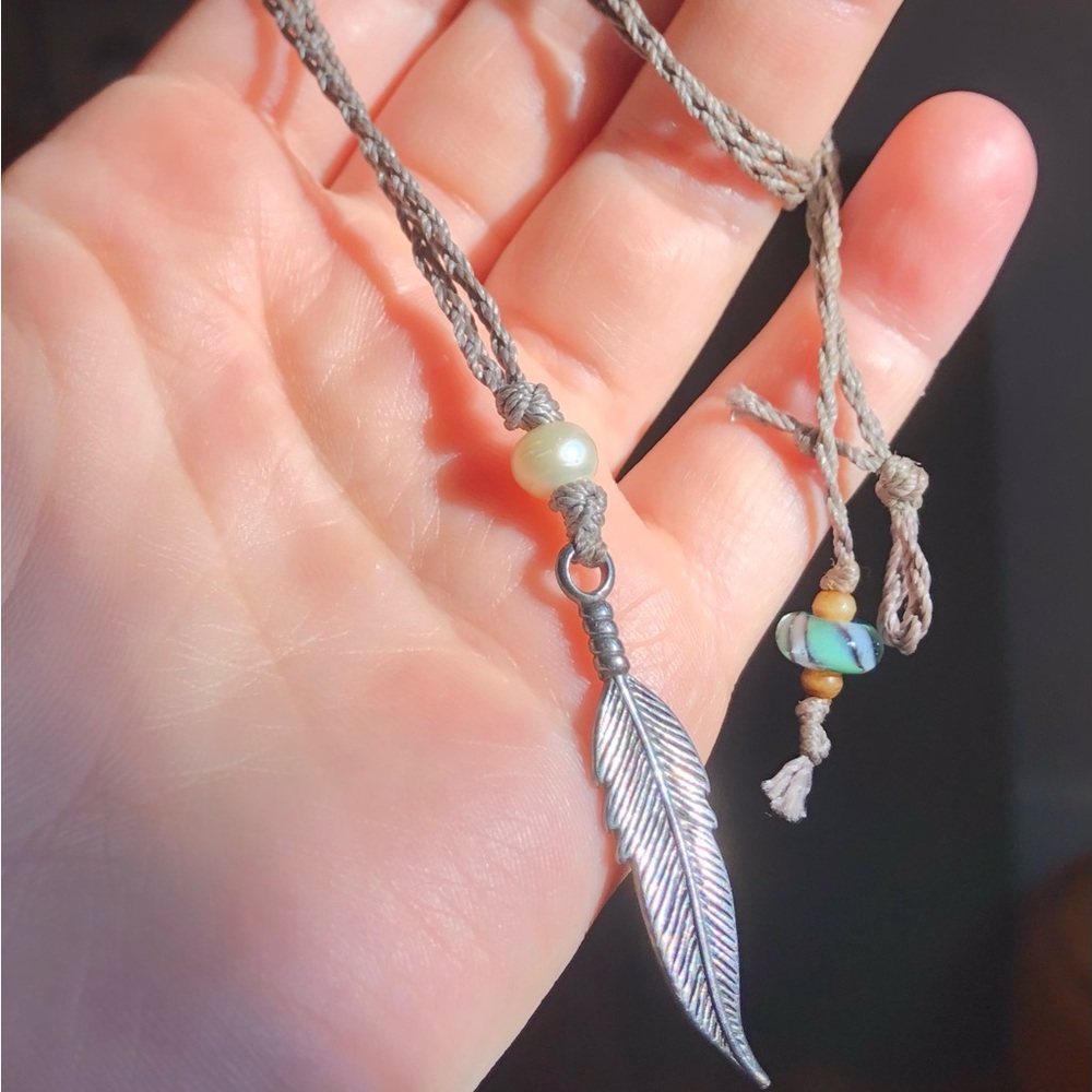 Handmade Silver Feather Necklace from Champa Shop